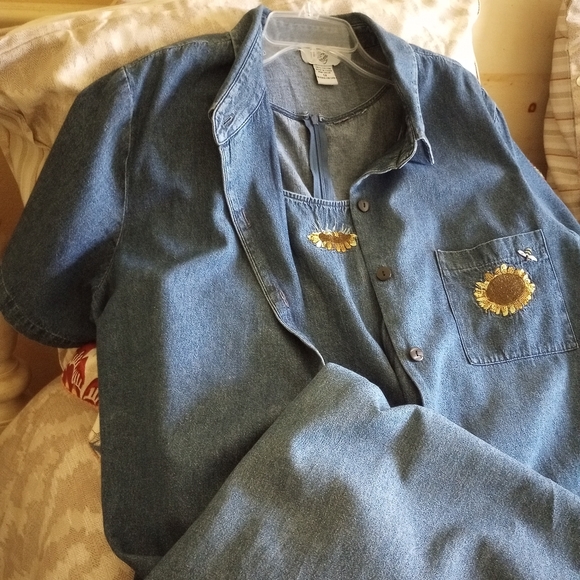 Reese Kelly Maxi Sunflower Denim Dress/ Shirt Set - Picture 2 of 11